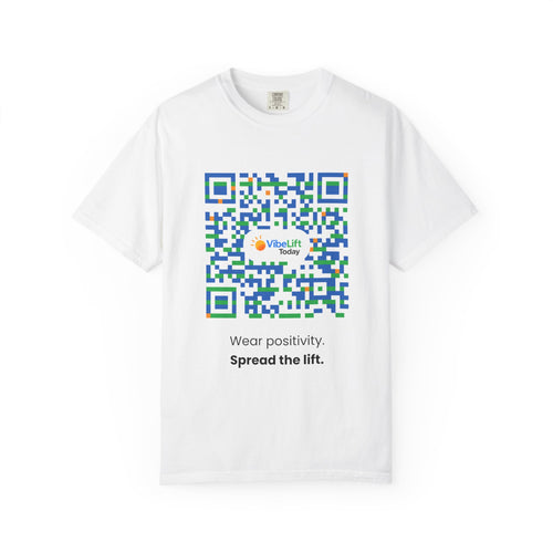 VibeLift QR T-Shirt — scan the code, someone's day gets better